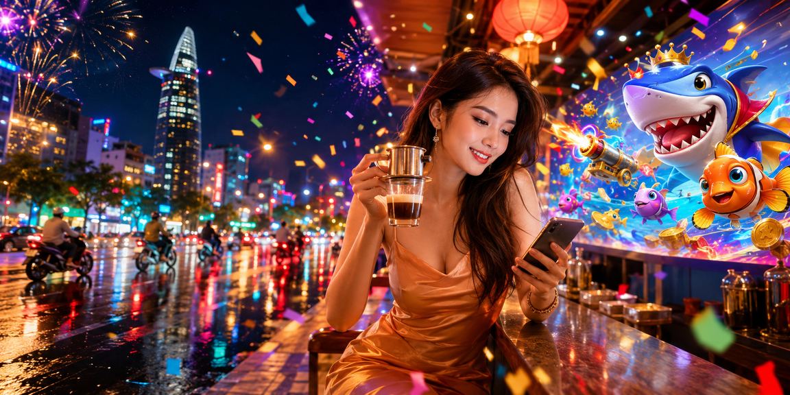 Người dùng tại TP. Hồ Chí Minh thực hiện giao dịch nạp tiền trực tuyến qua điện thoại bên tách cà phê