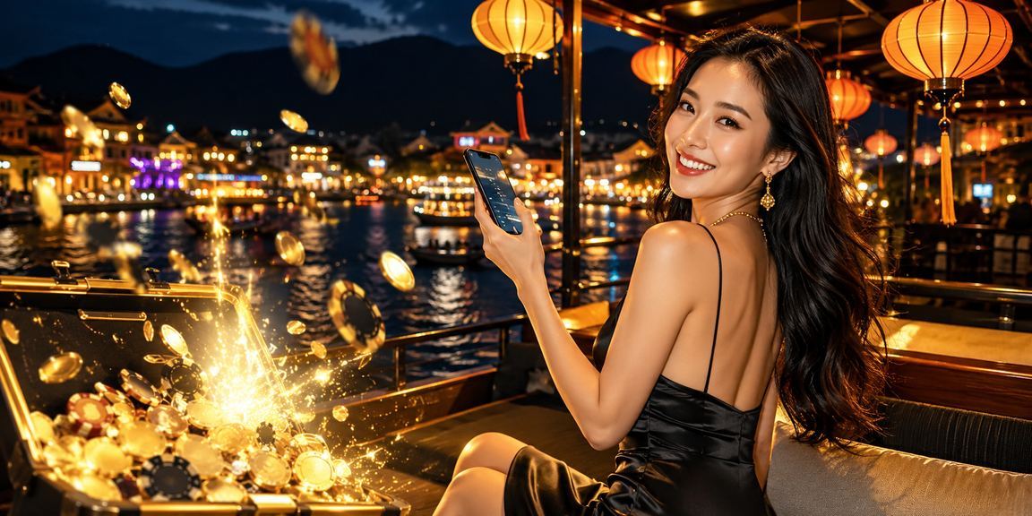 Người chơi trải nghiệm casino di động tại chợ đêm Hội An